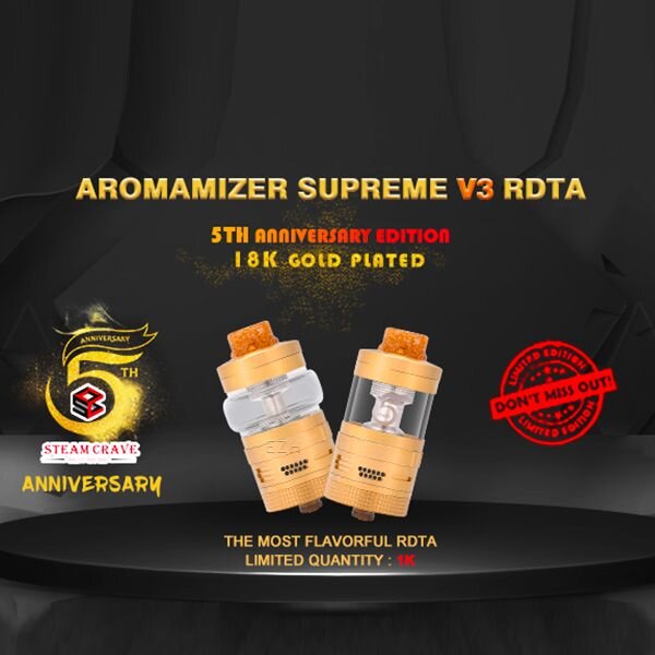 Steam Crave Aromamizer Supreme V3 Advanced RDTA Selbstwickler Tank - 5th Anniversary Edition gold